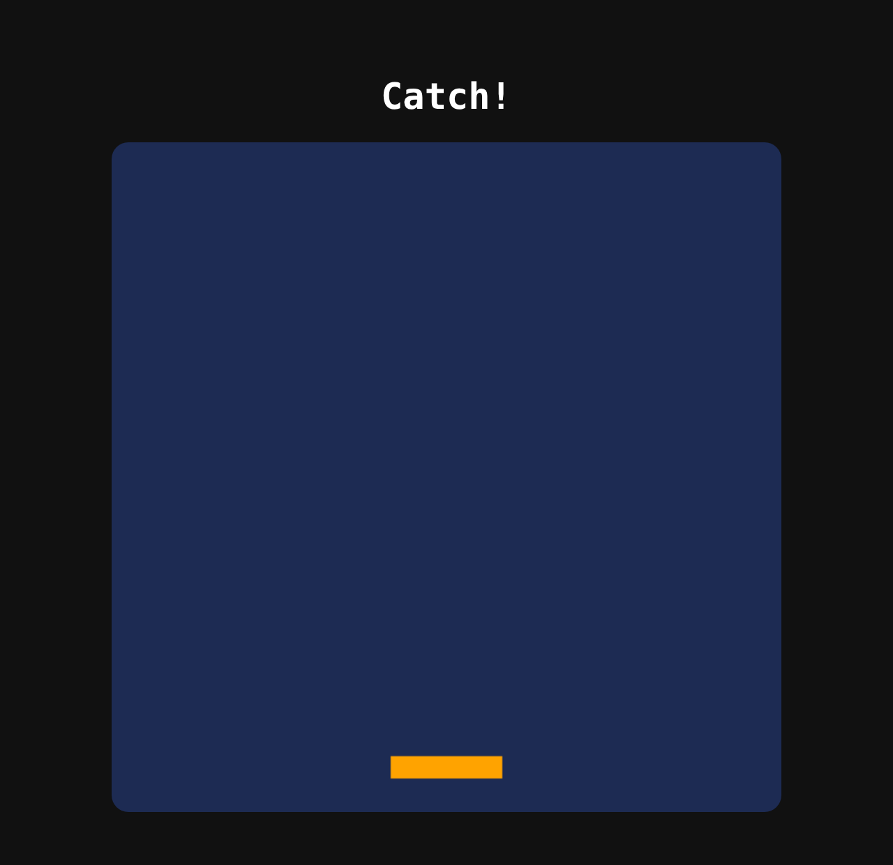 The blue playing field with a small orange rectangle near the bottom centre.